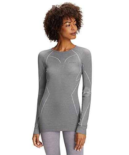 Falke damska koszulka z długim rękawem Wool Tech. Long Sleeve Comfort Fit mieszanka wełny z merynosów, 1 opakowanie szary Grau (Grey-heather 3757) X-S