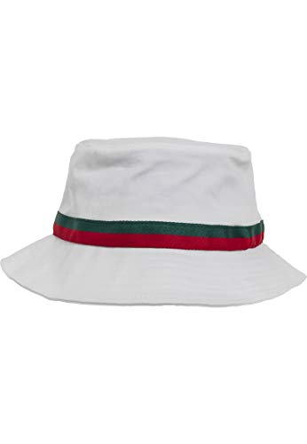 Flexfit czapka wędkarska Stripe Bucket Hat, biała/firered/green, one size, 5003S