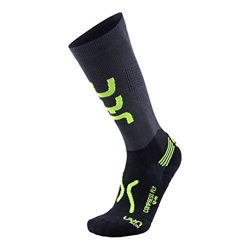 UYN Run Compression Fly Skarpetki Mężczyźni, anthracite/yellow fluo EU 42-44 2020 Skarpety kompresyjne S100070-G961-42/44