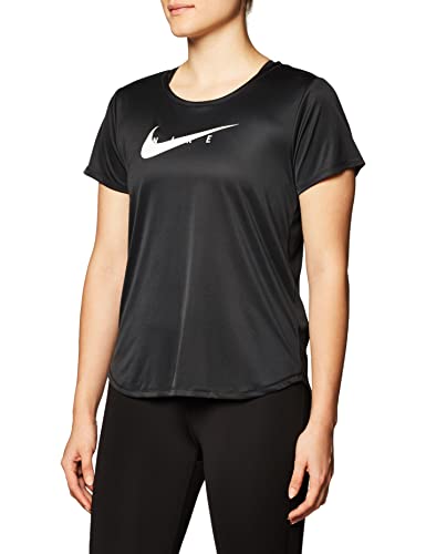 Nike Damska koszulka Swoosh Run czarny/odblaskowy srebrny M