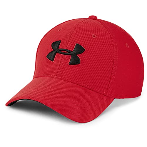 Under Armour męska oddychająca czapka z daszkiem, wygodna czapka dla mężczyzn z wbudowaną opaską przeciwpotową, męska czapka Blitzing 3.0, czerwony, s-m