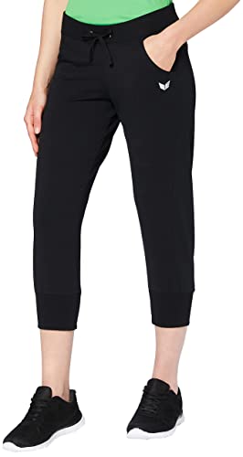 Erima Damskie Spodnie Dresowe 3/4 ze Ściągaczami Casual Basics, Czarny, 42, 210200