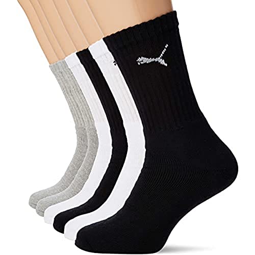 Puma Mężczyźni Cush Crew 6P Skarpety Sportowe, Wielokolorowy, 43-46, 6 Par