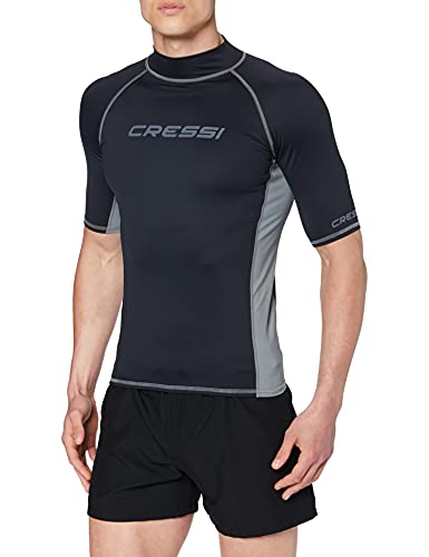 Cressi Rash Guard (UPF) 50 koszulka męska, z krótkim rękawkiem, filtrem UV 50, do pływania lub windsurfingu, czarny LW476702