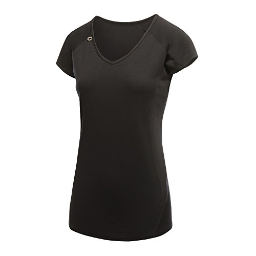 Regatta damska koszulka z krótkim rękawem Pekin Regular Fit Plain Dekolt w serek Black (Black/Black 152) 14 UK(40 EU) 019.17-152