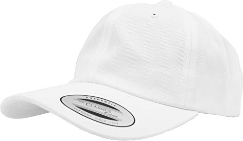 Flexfit Yupoong Low Profile Cotton Twill Unisex Dad Hat czapka bejsbolowa dla kobiet i mężczyzn, 6 paneli, niestructured z mosiężnym zapięciem, biały, jeden rozmiar 6245CM