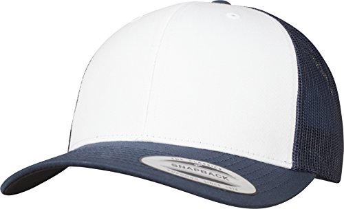 Flexfit Czapka z daszkiem dla mężczyzn i kobiet, styl retro, kolorowa, z przodu, uniseks, dla dorosłych wielokolorowa granatowy/biały Rozmiar uniwersalny 6606CF