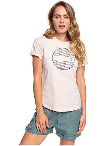 Roxy pudrowy róż koszulka z nadrukiem - L ERJZT04809-MDT0-L