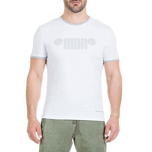 Jeep Męski T-shirt z wyścielanym haftem na grilla biały optical white M