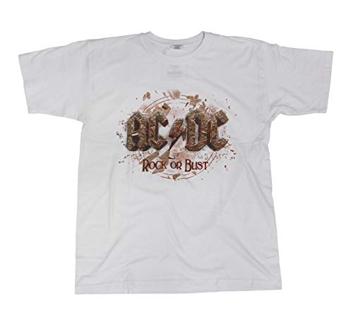 DC AC T-shirt męski z napisem Rock Or Bust, biały, M 1010408-M
