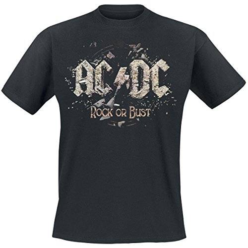 DC AC T-shirt męski z napisem Rock Or Bust, czarny, S 1010400-1