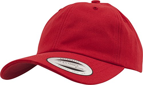 Flexfit Yupoong Low Profile Cotton Twill Unisex Dad Hat czapka bejsbolowa dla kobiet i mężczyzn, 6 paneli, niestructured z mosiężnym zapięciem, czerwony, jeden rozmiar 6245CM