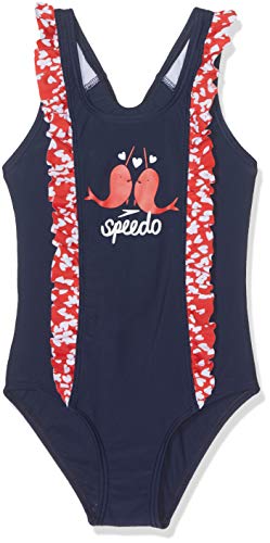 Speedo dziewczęcy kostium kąpielowy z falbanką Splashmaster Navy/Risk Red 3 Years 811733C889
