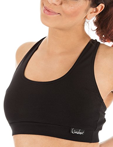 Winshape Damen Fitness Freizeit Sport BH Bustier, Schwarz, M, WVR1