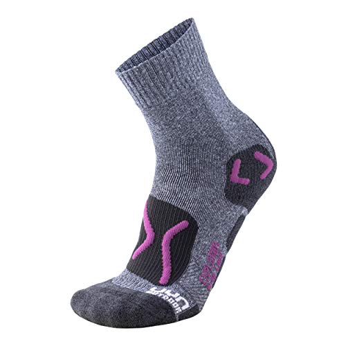UYN skarpetki damskie do trekkingu, outdoorowe, Explorer szary Grey Melange/Violet 41-42