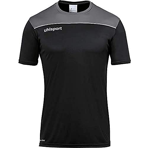 uhlsport OFFENSE 23 POLY SHIRT strój piłkarski, czarno-antracyt/żel limonkowy, S