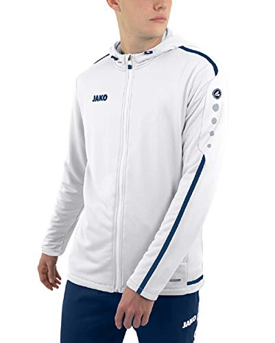 JAKO Męska kurtka z kapturem Striker 2.0, biała/morska, L