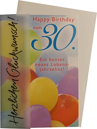 Perleberg Kartka urodzinowa na 30. urodziny Basic Classic - balony - 11,6 x 16,6 cm 7525030-2