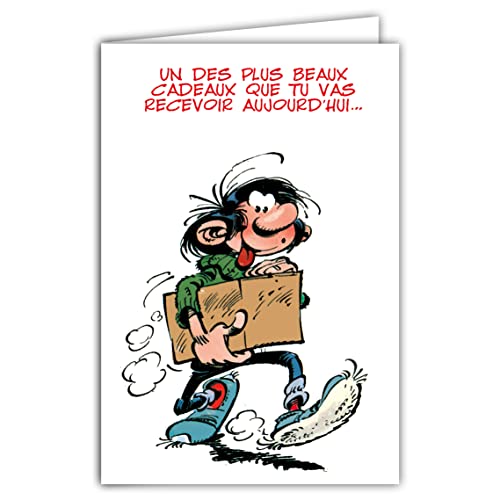 Gaston Lagaffe Gaston Lagaffe glct-0116 kartka urodzinowa z motywem prezent Bisous serce GLCT-0116