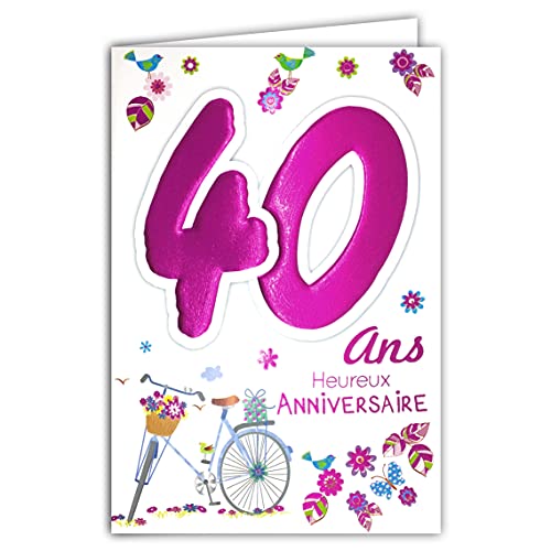 Age Mv MV 69-2032 wiek 40 urodziny kartka kwiat rower prezent kobieta ptaki 69-2032