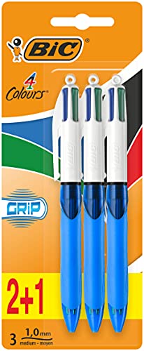 BIC 4 Colour Grip Ball Point Pen 3 sztuki sortowane kolorystycznie 889930
