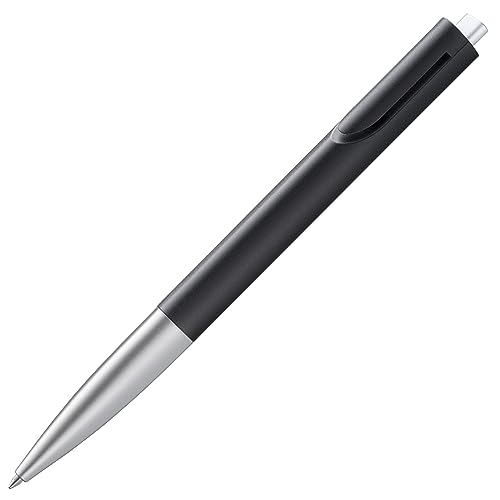 LAMY noto Długopis 283 – długopis w kolorze czarno-srebrnym z mechanizmem naciskowym – z wkładem o dużej pojemności – linia M, 1 sztuka (1 opakowanie)