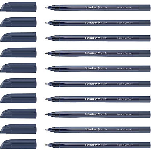 Schneider Długopis Vizz 10223 (do łatwego i szybkiego pisania, trzonek w kolorze tuszu, szerokość linii M), 10 sztuk, niebieski (Mitternachtsblau)