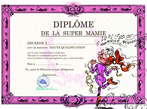 Gaston Lagaffe Gaston Lagaffe karta dyplomowa dla babci babci dobra mama  Mlle Mademoiselle Jeanne Chante  urodziny lub Dzień Babci GLDP-7012