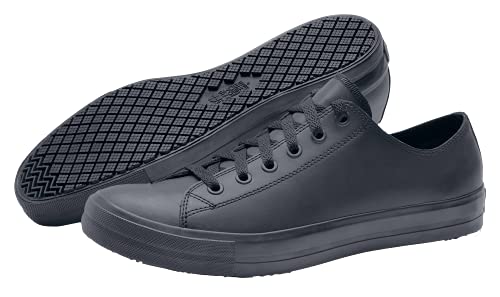 Shoes for Crews Buty do załogi 38649-45/10 DELRAY uniseks codzienne skórzane buty, antypoślizgowe, rozmiar 10 UK, czarne 38649-45/10
