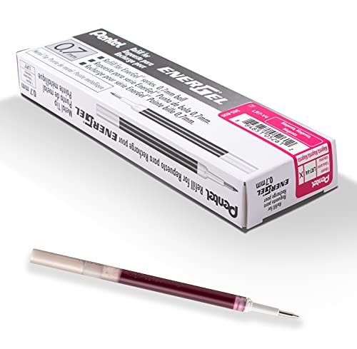 Pentel LR7-V4X wkład uzupełniający do długopisów EnerGel 0,7 ball = 0,35 mm grubości kreski, 12 sztuk, magenta, 12 sztuk
