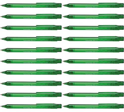 Schneider 130404 Fave długopis (mechanizm naciskowy, M), opakowanie 20 sztuk, zielony, przezroczysty