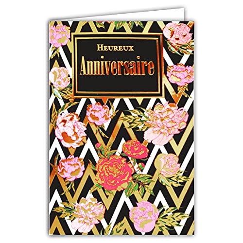 Afie Afie 69  7037 kartka urodzinowa damska kwiaty z folią na gorąco format 12 x 17,5 cm + koperta biała 69-7037