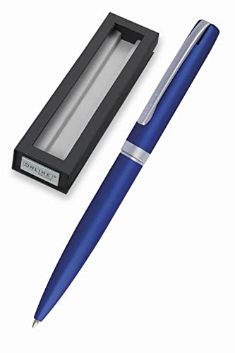 ONLINE Eleganza I metal I kolor satynowy niebieski I wymienny wkład o dużej pojemności I metalowy klips I kolor wkładu czarny I długopis w zestawie opakowanie prezentowe, 1 sztuka (1 opakowanie)