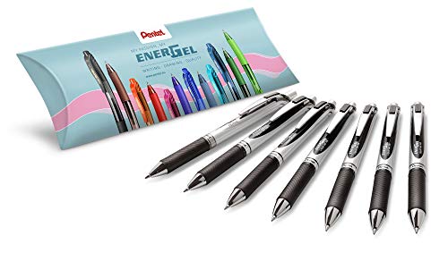 Pentel BL77-AO EnerGel długopis żelowy + PL75-AO EnerGize ołówek mechaniczny - zestaw składa się z 6 długopisów żelowych, czarnych + 1 ołówka mechanicznego 0,5 mm/HB