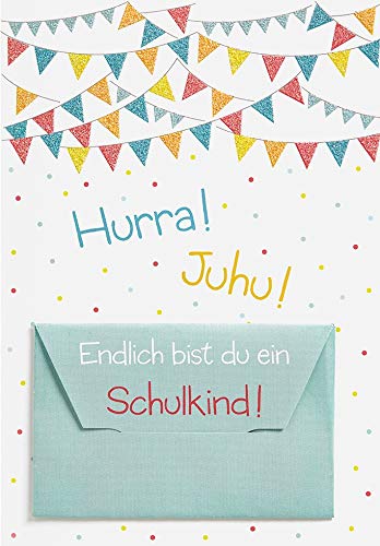 Perleberg Kartka na rozpoczęcie roku szkolnego karta pieniężna Lifestyle - Hurra! Juhu! kl. koperta - 11,6 x 16,6 cm 7611001-2