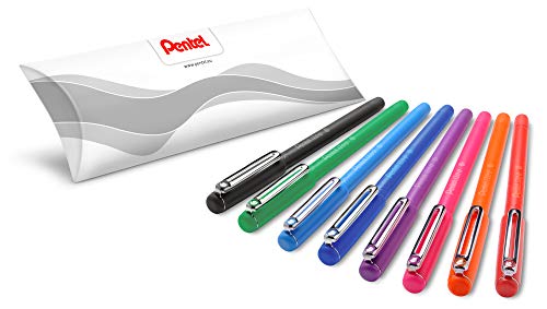 Pentel BX460 iZee długopis w 8 kolorach, sortowane kolorystycznie, kolor obudowy odpowiada kolorowi tuszu, nasadka z metalowym klipsem, grubość linii 0,5 mm = średnica kulki 1,0 mm
