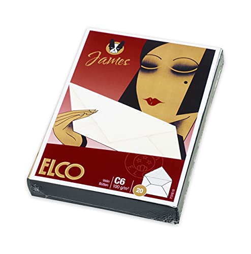 ELCO James Velin C6 100 g/m2 biały portfel koperty z podszewką gumowana klapa znak wodny DOM - pudełko 20
