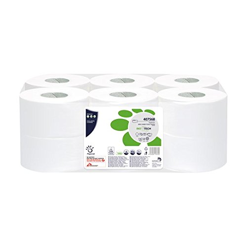 Jumbo Papernet 407568 papier toaletowy BioTech Mini Pure celulozy żagiel Embossing Micro pił 12 rolki biały
