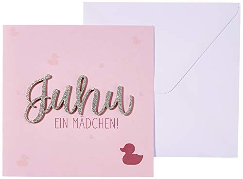 Perleberg Kartka z okazji narodzin Lettering - Juhu ein Mädchen - 15 x 15 cm 7782013-2