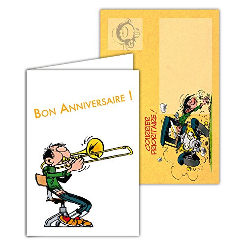 Gaston Lagaffe Gaston lagaffe glct-6066 kartka urodzinowa z myślą o wszystkich wieku rysunek Vintage oryginalny motyw z puzonem muzykant GLCT-6066