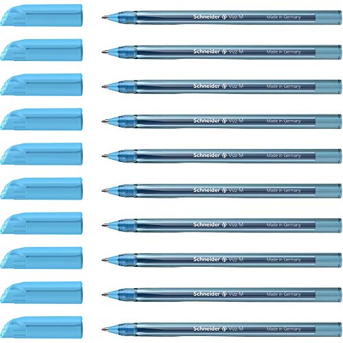 Schneider Długopis Vizz 102210 (do łatwego i szybkiego pisania, trzonek w kolorze tuszu, szerokość linii M), 10 sztuk, jasnoniebieski