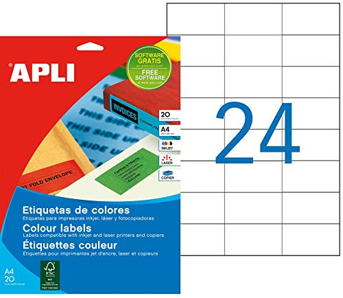 Apli Etykiety kolorowe APLI 70x37mm zaokrąglone czerwone 20 ark 8410782015932