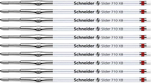Schneider 171002 Slider 710 wkłady do długopisów (technologia ViscoGlide, szerokość kreski XB) 10 sztuk czerwony