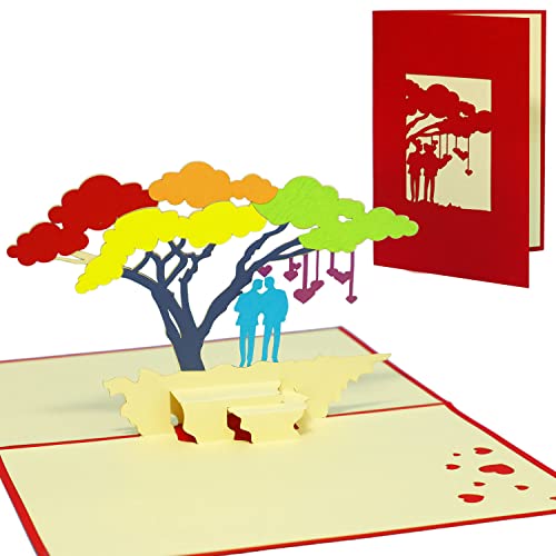 Lin LIN - Kartki POP UP e karty ślubne, zaproszenia 3D, kartki z pozdrowieniami ślubnymi, kartki z życzeniami ślubnymi, kartka z życzeniami równych płciach, drzewo tęczowe