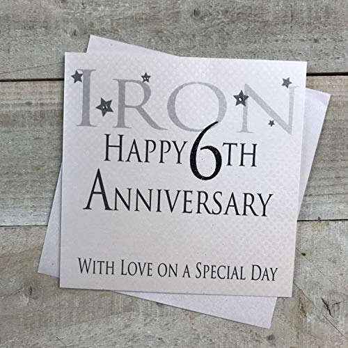 WHITE COTTON CARDS white cotton cards Iron Happy 6th Love On A Special Day, ręcznie robiona karta rocznicowa (kod AW6) AW6