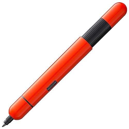 LAMY Pico mały długopis kieszonkowy 288 z metalu w lakierowanym wykończeniu w kolorze pomarańczowym laserowo z mechanizmem naciskowym, w zestawie wkład kompaktowy LAMY M 22 szerokość kreski M w