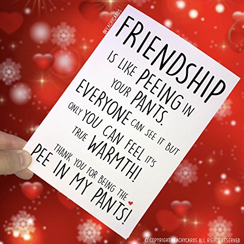 Peachy Antics Peachy Antics Friendship Is Like Peeing In Your Pants zabawna kartka z życzeniami Happy Birthday Best Friend BFF nowość kartka przyjaźń kartka z podziękowaniami PC141 WSD_PC141