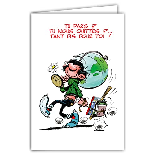 Gaston Lagaffe Gaston lagaffe glct-0127 karta z życzeniami szczęścia z motywem do odpoczynku Stand, z francuskim etykiety GLCT-0127