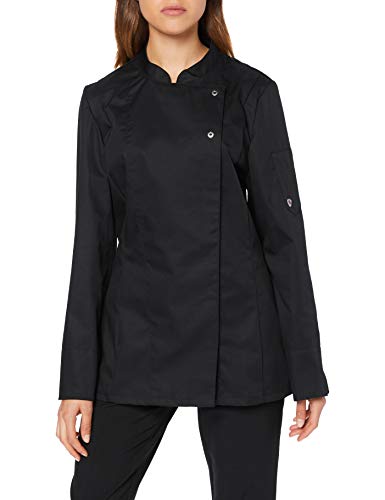 BP BP 1544-400-32-S, damska kurtka szefa kuchni, długi rękaw z mankietami 215,00 g/m, mieszanka tkaniny czarna, S 1544-400-32-S