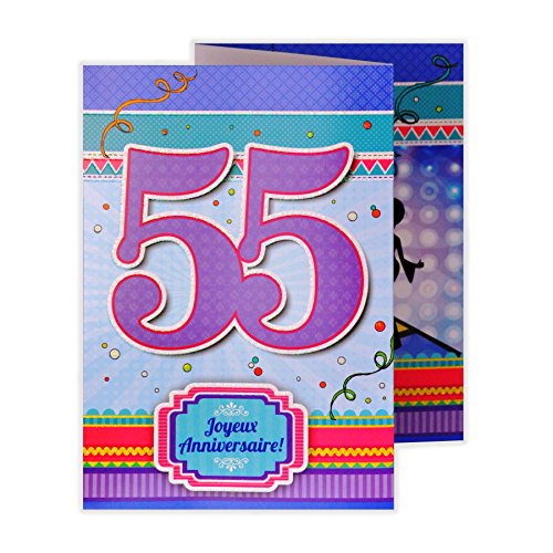 afie Afie 882136 kartka z życzeniami na urodziny, 3 sztuki, 55 lat 882136